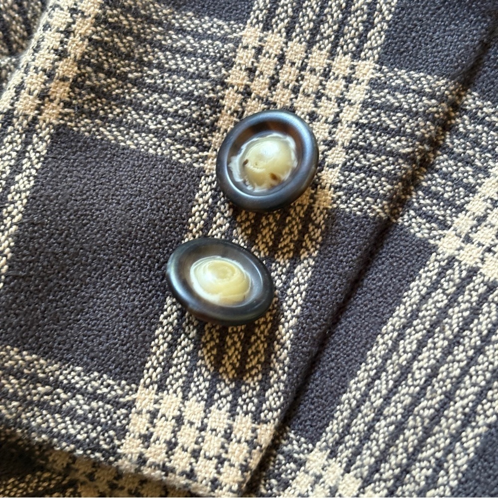 Atrium Collection Blazer Women 6 Brown Plaid Shawl Lapel Vintage Made‎ in USA - Picture 3 of 7